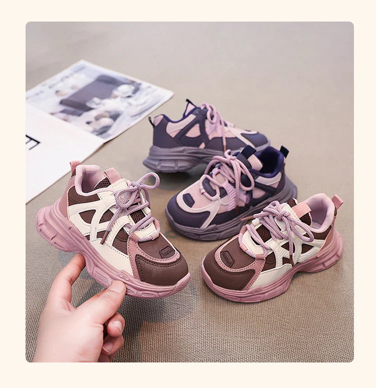 Kids Sneakers Handsome Girls Running Shoes Mesh Breathable  New Girls Sports Shoes Thick Soft Sole Comfort for Students