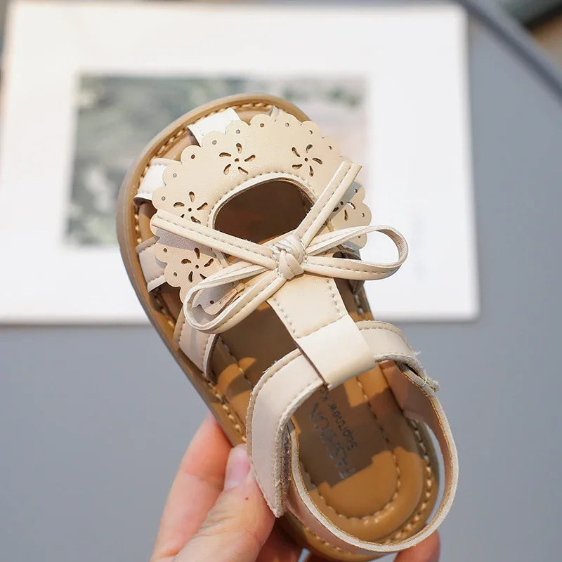 Summer Baby Girls Sandals Cut-Outs Lace Princess Shoes Children Sandals Anti Slip Soft Sole Toddler Kids Beach Shoes Size 21-30