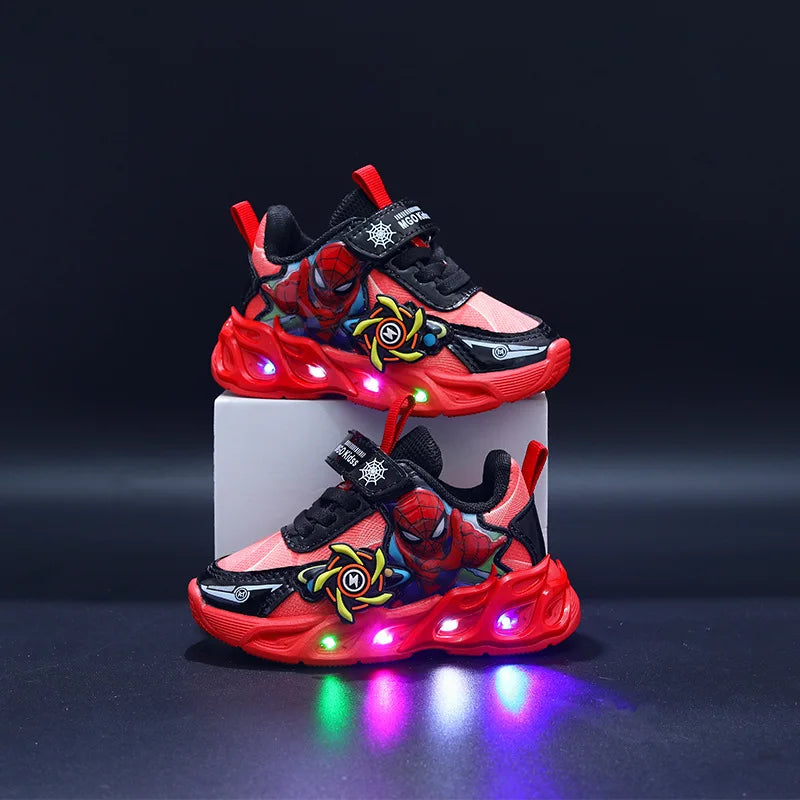 Kids'Casual Shoes Sneakers Led Light Cartoon Mesh Autumn Fashion Running Shoes For Boys Breathable Anti-slip Red Blue Size 21-30