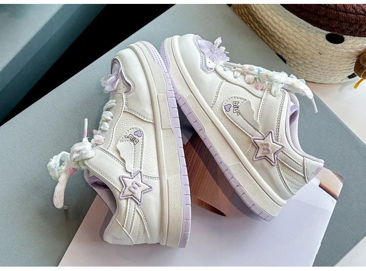 Girls' white sneakers 2025 autumn New leather breathable casual shoes, girls' soft-soled sports shoes and running shoes