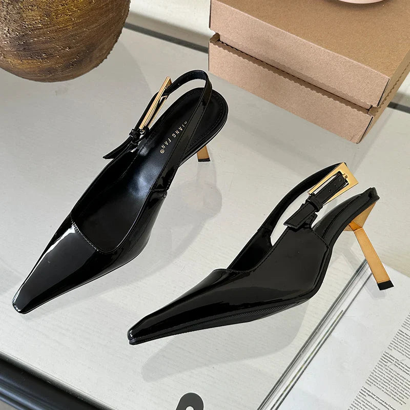 2025 Women Shoes Pumps Sandals Spring Fashion Pointed Toe Slingbacks Female Footwear Summer Ladies Shallow Shoes High Heels