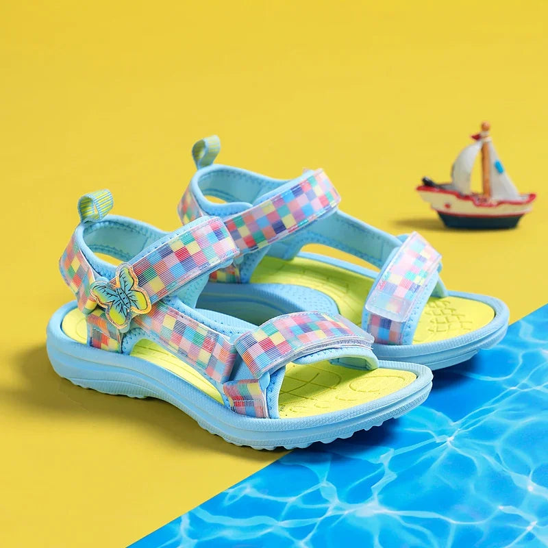 Cute Girls' Pink Soft Sole Flat Sandals Summer Breathable Kids Baby Sport Sandals Outdoor Beach Shoes Walking Size 25-38