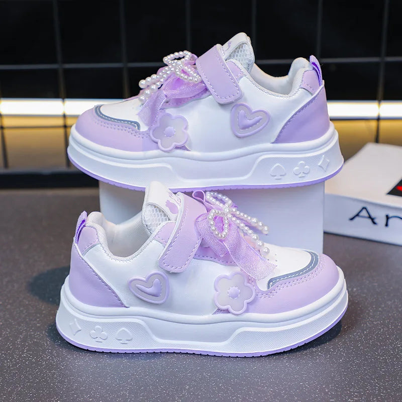 Girls Athletic Shoes Lightweight Princess Casual Sneakers Non Slip Soft Sole Toddler Kids School Tennis Fashion Shoes for Girls