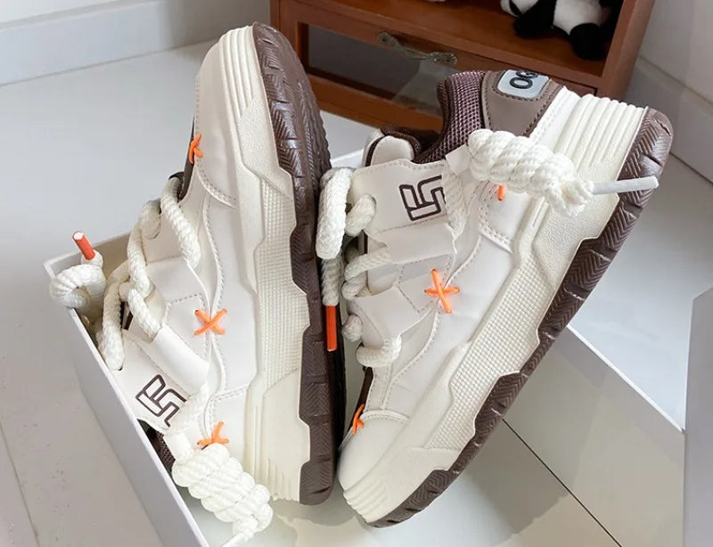 Trendy Women's Men Chunky Sneakers Versatile Casual Thick Soled Board Shoes Female Little White Shoes Walking Shoe Hombre Mujer