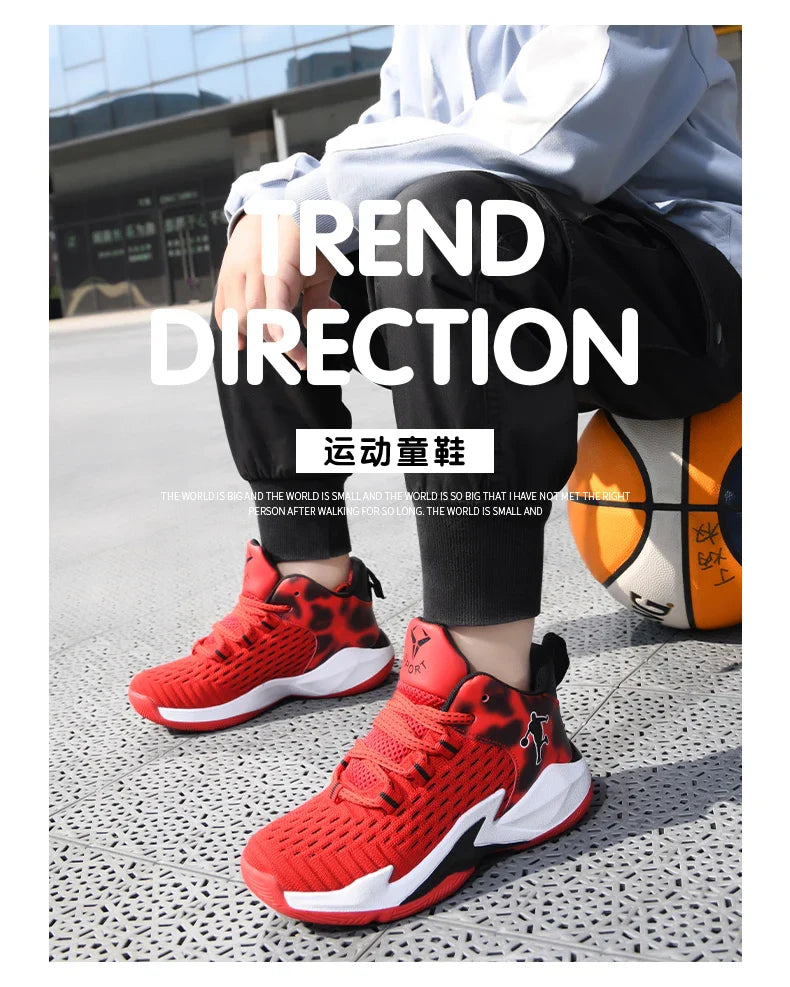Boys Brand Mesh Basketball Shoes 8 Kids Sneakers Thick Sole Non-slip Children Sports Shoes Child Boy Basket Trainer Shoes Girls