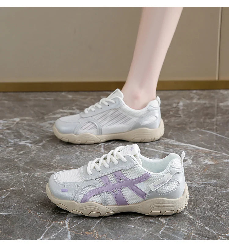 Women's Shoes Casual Platform Shoes Women Round Toe Lace-Up Tennis Vulcanized Sneakers New Style Korean Couple Elderly Shoes