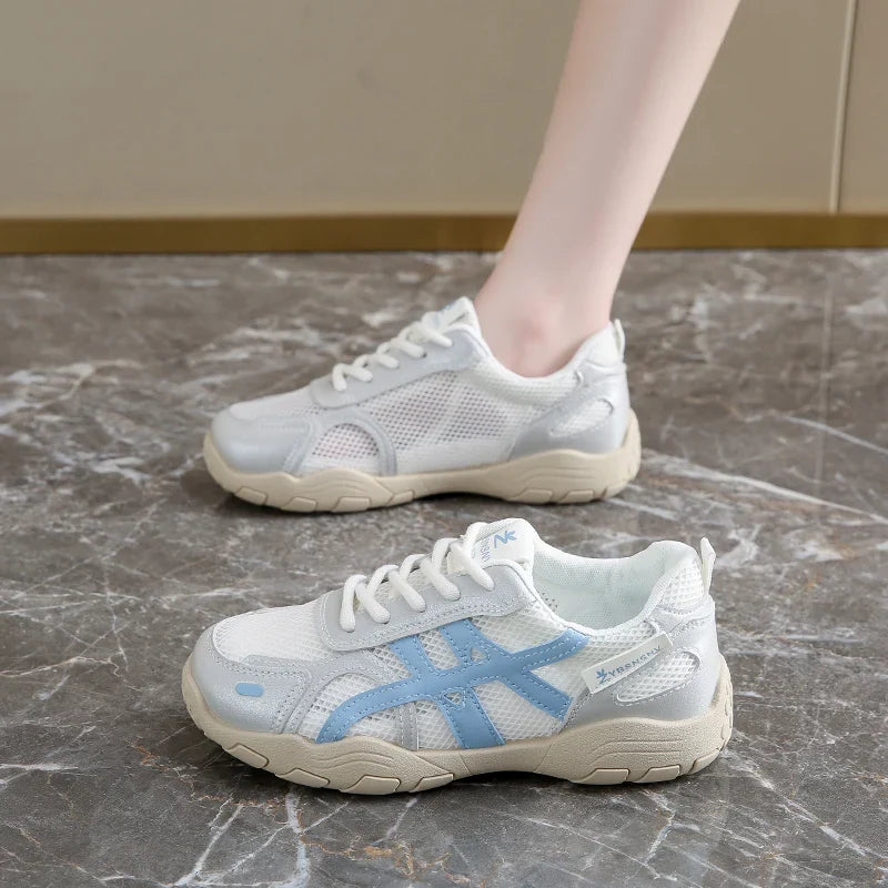 Women's Shoes Casual Platform Shoes Women Round Toe Lace-Up Tennis Vulcanized Sneakers New Style Korean Couple Elderly Shoes