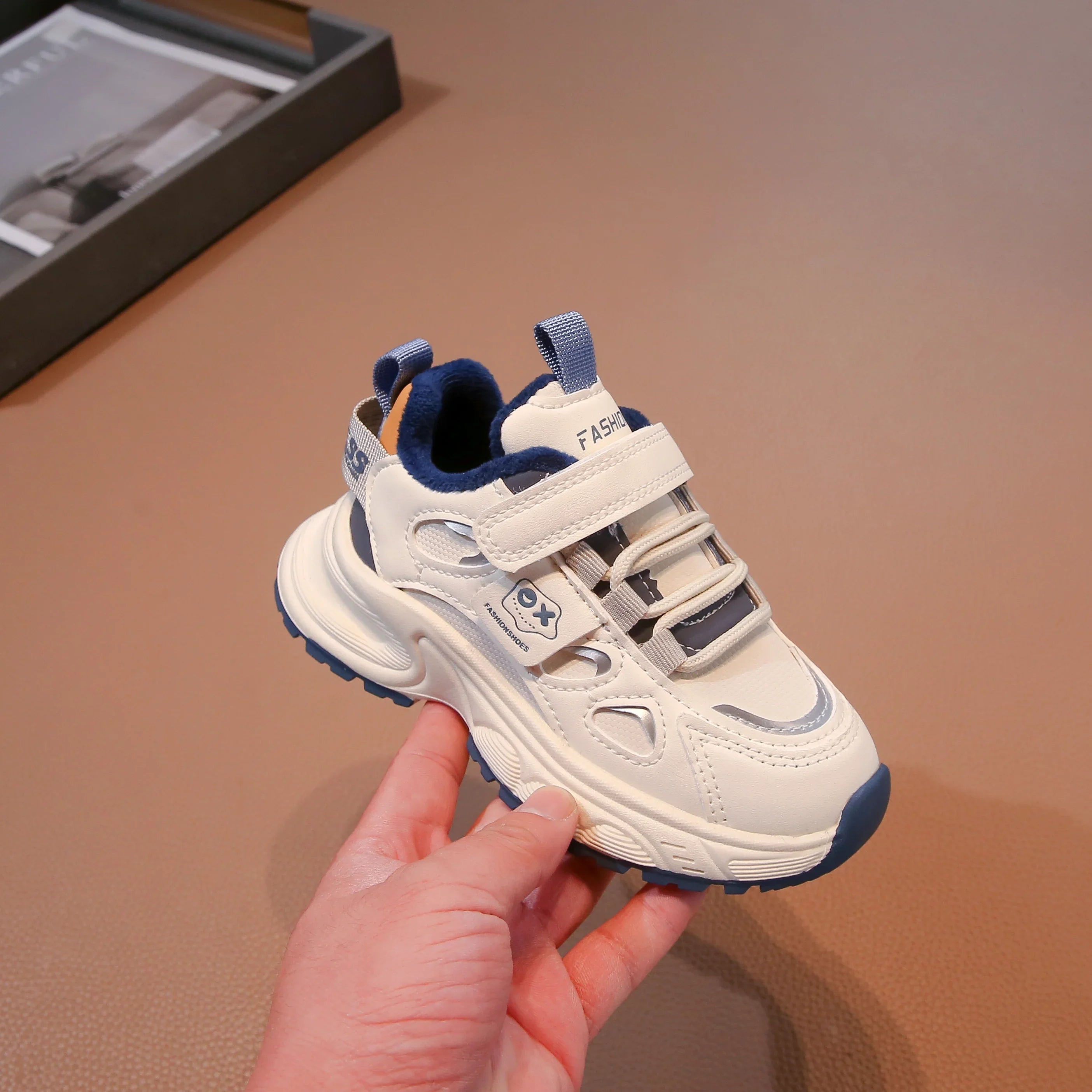 Warm Winter Kids Sneakers: PU Leather, Anti-Slip Rubber Sole, Lightweight Sports Shoes for Boys & Girls