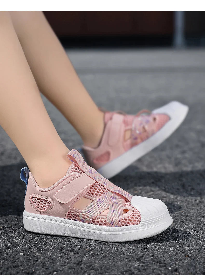 Fashion Children Soft Casual Shoes Girls Light Chunky Air Mesh Sneakers Kid Summer 4 5 6 7 8 Princess Net Sport Footwear Korean