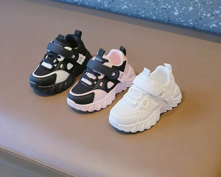 2025 New Spring Autumn Boys White Shoes Girls Breathable Mesh Casual Soft Sole Sneakers Kids Running Shoes Children Sports Shoes