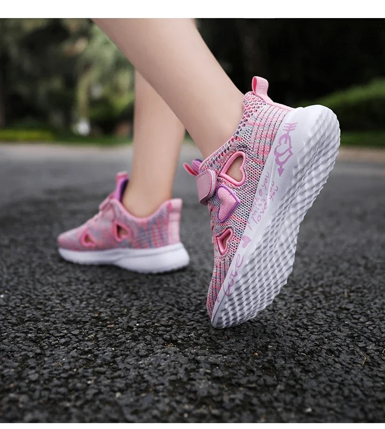 2025 Girls Casual Shoes Children Light Mesh Sneakers Kids Summer Autumn Tenis Cute Sport Cartoon Running Sock Footwear Female