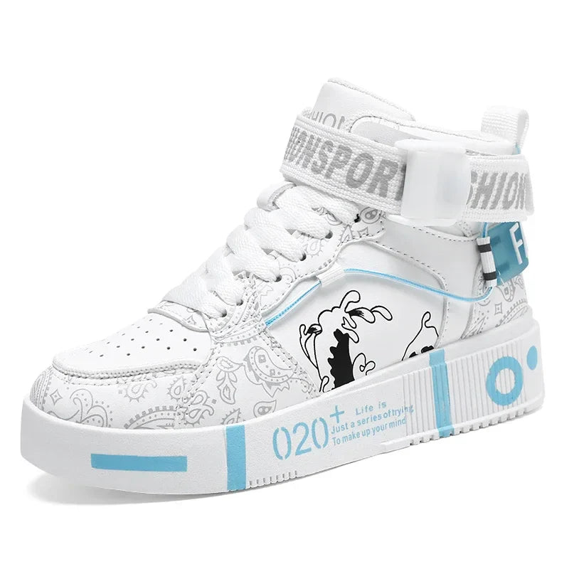 Brand Kids Board Shoes High Top Sports Shoes Boys Fashion Basketball Sneakers Leisure Girls Flats Children Casual Walking Shoes