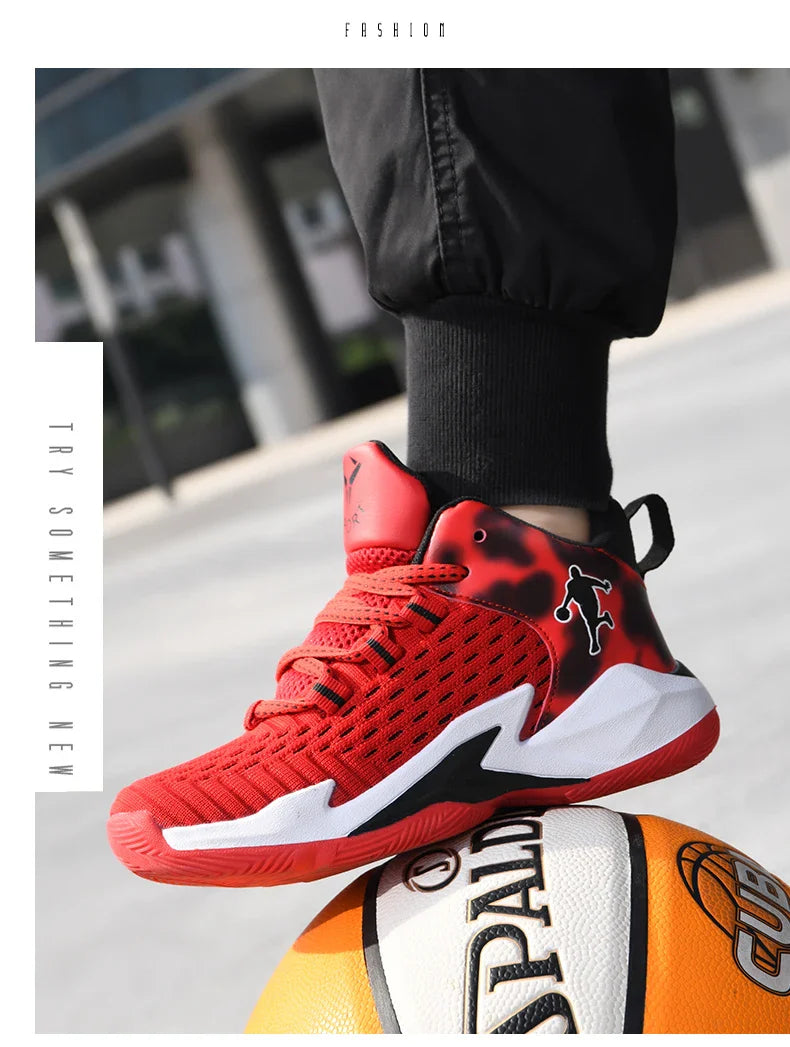 Boys Brand Mesh Basketball Shoes 8 Kids Sneakers Thick Sole Non-slip Children Sports Shoes Child Boy Basket Trainer Shoes Girls