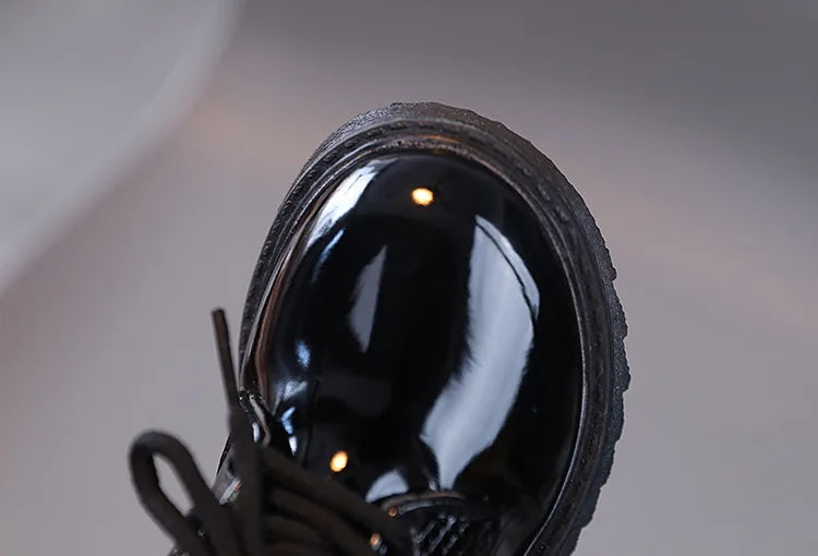 Boys Performance Leather Shoes Spring and Autumn New 2023 Britain Style All-match Black Children's Fashion Black Lace-up Simple