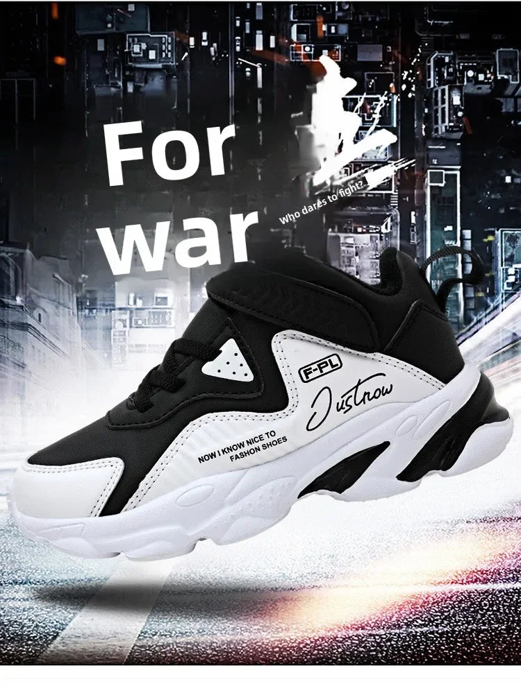 Boys Autumn Leather Sneakers Children Waterproof Wear-resistant Basketball Shoes Boys Color blocking Casual Soft soled Sneakers