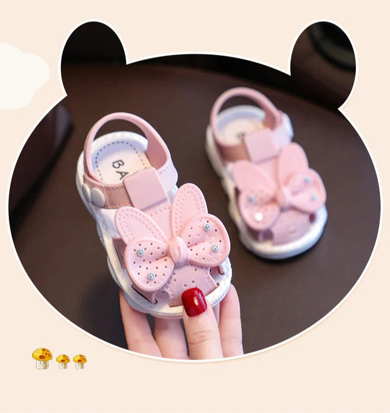 Solid Bow Children's Summer Shoes Cute PVC Beach Non Slip Sandals For Baby Girls Footwear Soft Infant Kids Fashion Sandals