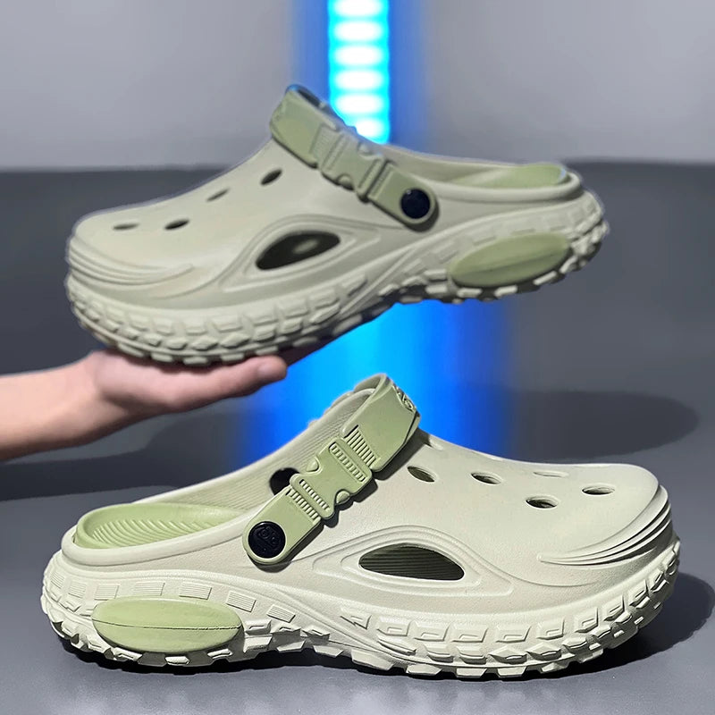 Summer Men's Thick Soled Non-Slip Breathable Toe-Cap Sandals Casual Beach Slippers