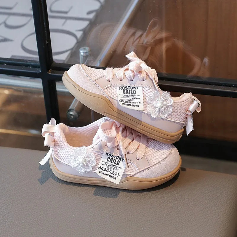 Kids Breathable Mesh Sneakers for Girls 2025 New Autumn Toddler Walking Shoes Non-slip Lightweight Comfort First Walker Footwear