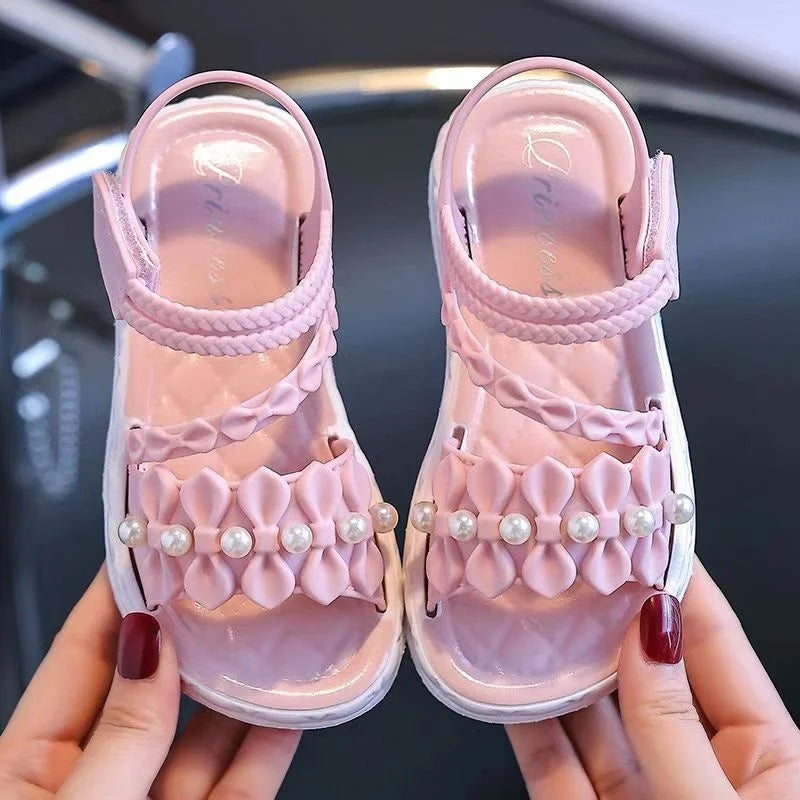 2025 brand-new eco-friendly material girls' sandals, summer fashion, elegant and versatile, children's princess shoes, summer st