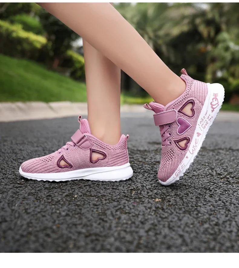 2025 Girls Casual Shoes Children Light Mesh Sneakers Kids Summer Autumn Tenis Cute Sport Cartoon Running Sock Footwear Female