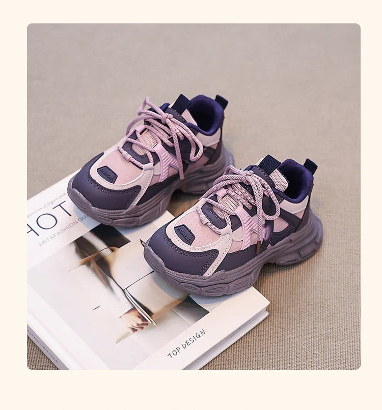 Kids Sneakers Handsome Girls Running Shoes Mesh Breathable  New Girls Sports Shoes Thick Soft Sole Comfort for Students