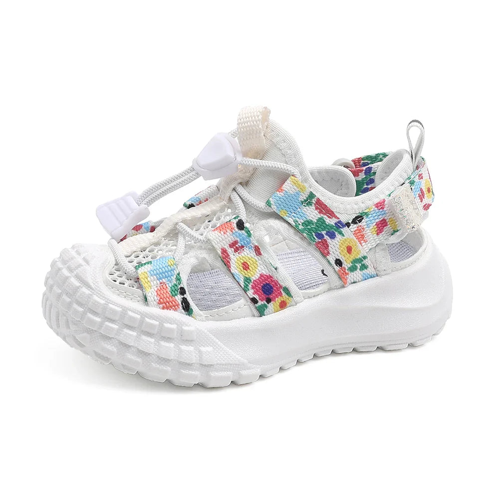 2025 New Summer Kids Sandals For Girls Mesh Flower Breathable Children Sport Shoes Soft Sole Toddler Girls Sandals Beach EU21-30