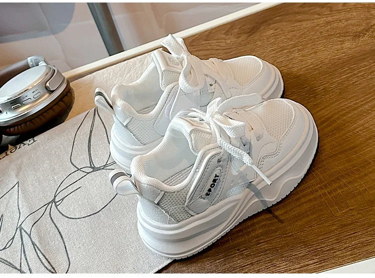 Students Sneakers Soft Sole Girls Running Shoes Mesh Breathable 2025 New Fashion Toddle Children Sports Shoes Non-slip Trendy