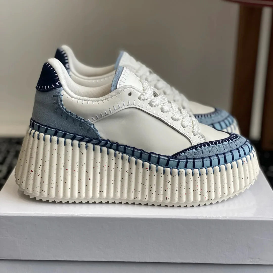 Hot-selling New Women's Sneakers Platform White Shoes Wedge-heeled Casual Shoes Luxury Design Cowhide Material Size 35-40