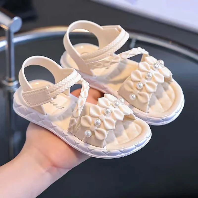 2025 brand-new eco-friendly material girls' sandals, summer fashion, elegant and versatile, children's princess shoes, summer st