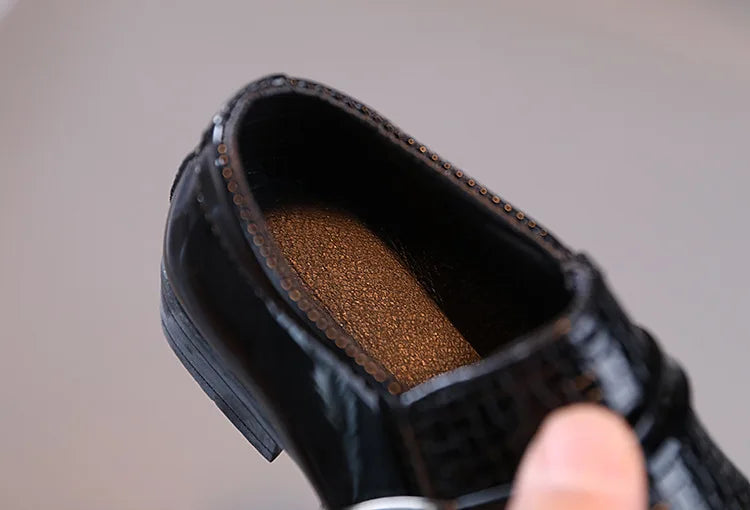 Boys Leather Shoes Kids Formal Shoes For Party Performance Pointed Toes Children Black School Shoes Spring Fashion Soft