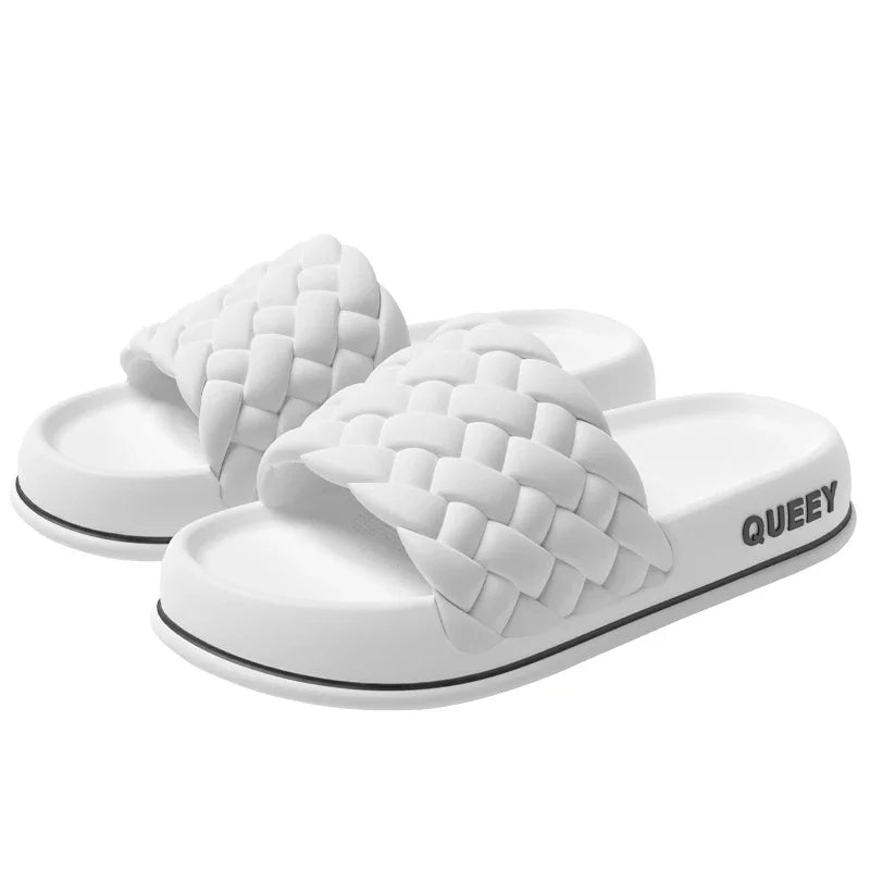 2024 Summer Women Thick Slippers  Sole Beach Slides Bathroom Anti-Slip Soft Sandals Fashion Ladies Cloud Shoes Sandals
