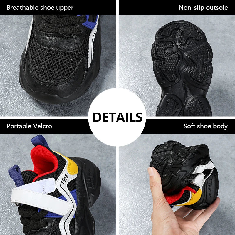 Fashion Mesh Kids Running Shoes Youngsters Teens Casual Walking Students Sneakers Breathable Soft Children Outdoor Sports Tennis