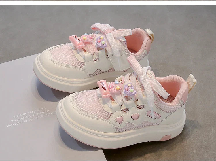 Girls' mesh shoes Spring and Autumn new children's sports shoes mesh breathable girls' casual shoes board shoes