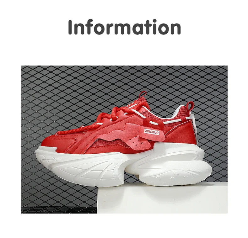 Men's Sneakers British Style Casual Platform Shoes For Men Sport Running Athletic Basketball Punk Red Sneakers Male 2025 Good