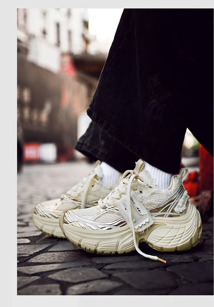 White Chunky Sneakers Women Summer Autumn Bling Rhinestones Shoes for Girls Thick Platform Footwear Size 36-44 Shoes for Men