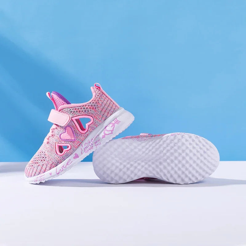 2025 Girls Casual Shoes Children Light Mesh Sneakers Kids Summer Autumn Tenis Cute Sport Cartoon Running Sock Footwear Female
