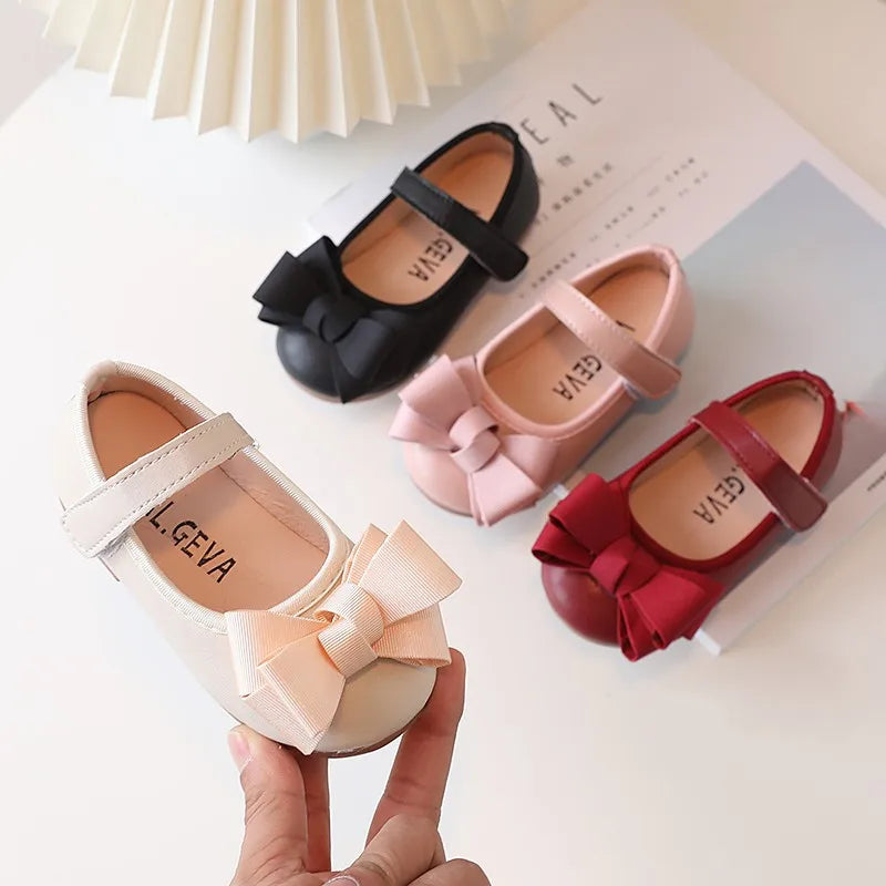 Baby Girls Shoes Toddler Little Girl Mary Jane Dress Shoes PU Anti-slip Soft for Kids Girl Party Bowknot Princess Shoes