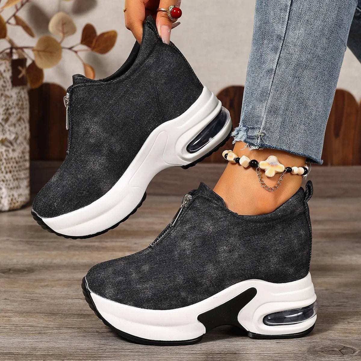 Women Sneakers Anti-slip Platform Wedge Sneakers Women Slip on Casual Lady Vulcanized Shoes Women Zapatos De Mujer2026