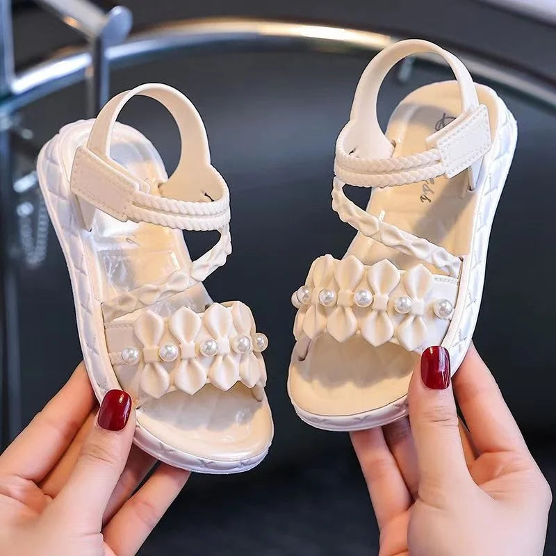 2025 brand-new eco-friendly material girls' sandals, summer fashion, elegant and versatile, children's princess shoes, summer st