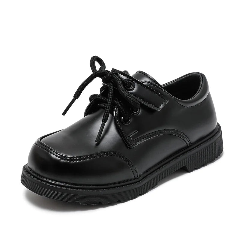 Children School Uniform Shoes Black Matte Glossy Boys Performance Shoes Chic 2025 Spring Autumn Kids Formal Shoes Soft Bottom