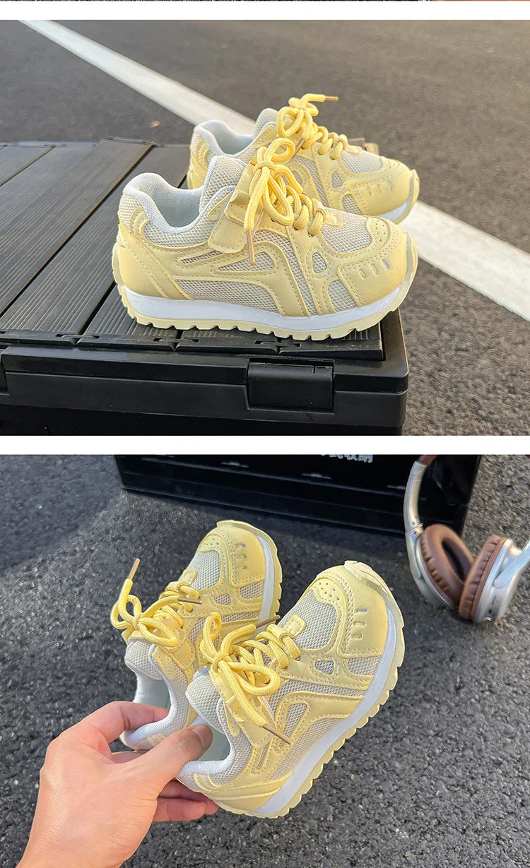 Spring Autumn Girls Sports Shoes Mesh Breathable Candy Color Kids Sneakers Soft Sole Children Casual Running Shoes Non-slip
