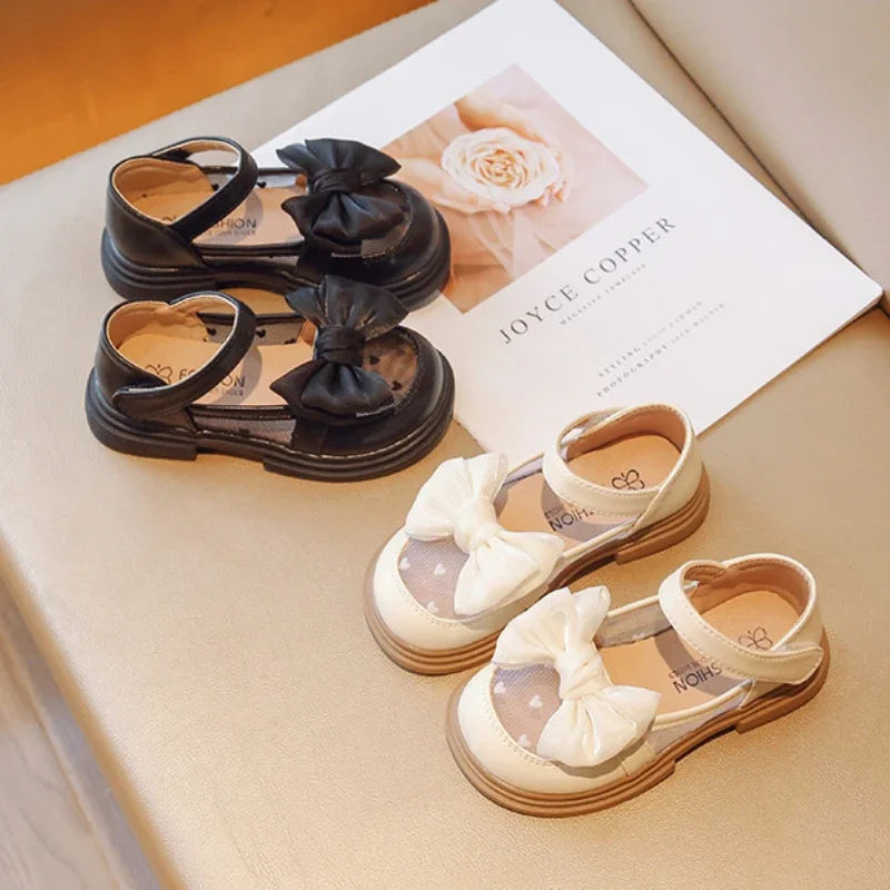 Baby Girl Shoe Leather Shoes 2023 Spring Mesh Breathable Girl Princess Style Bow for Children Туфли Для Девочки Zapatillas Niña
