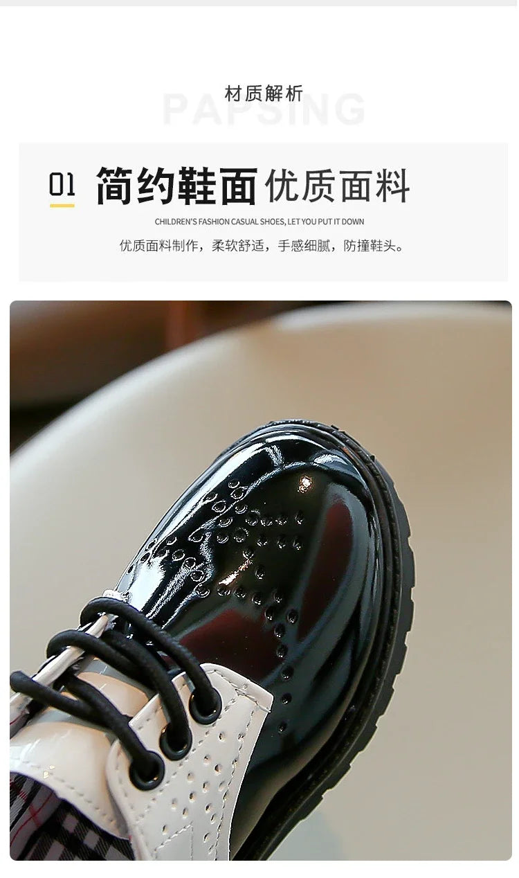 Boys Girls Fashion Leather Shoes 2025 Children New Style Oxfords Kids Flats for Baby School Party Formal Wedding Leather Shoes