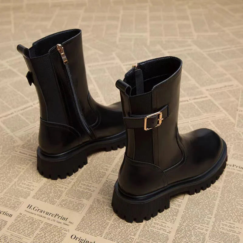 Women's Boots Designer Heeled Shoes Leather Retro Ankle Boots 2025 Fashion Goth Chelsea Boots New Walking Cozy Dress Mujer Botas