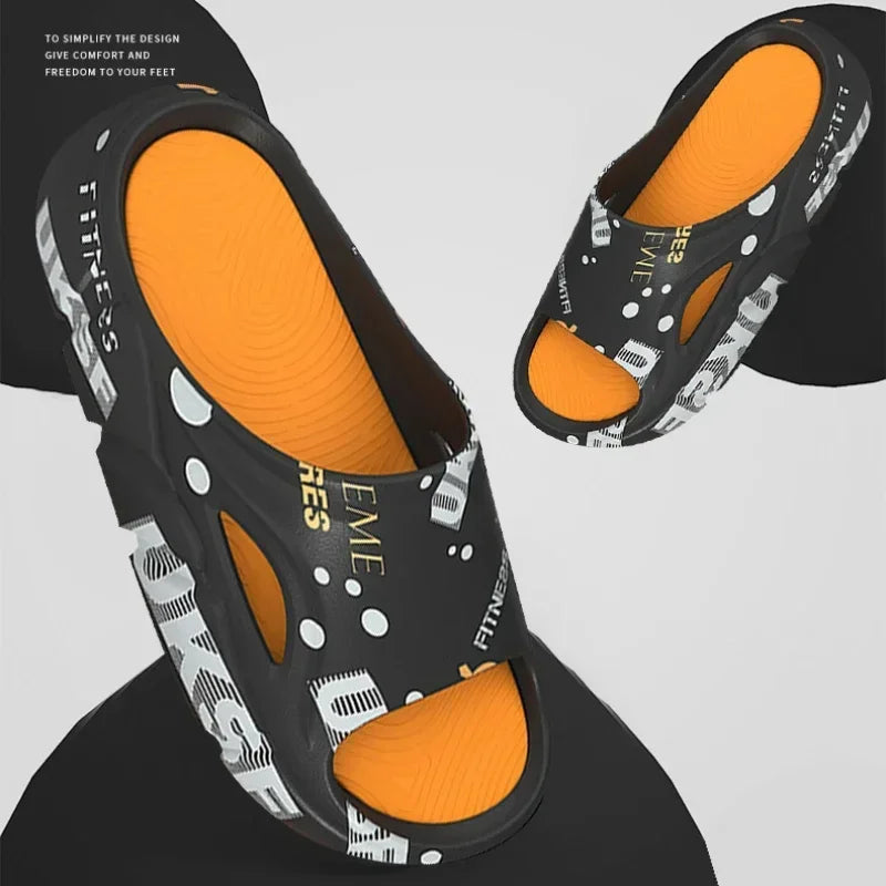 Outdoor Men Beach Shoes Non-Slip Man Slippers Thick Sandals Summer Casual Shoes Platform Indoor House Shower Bathroom Slippers