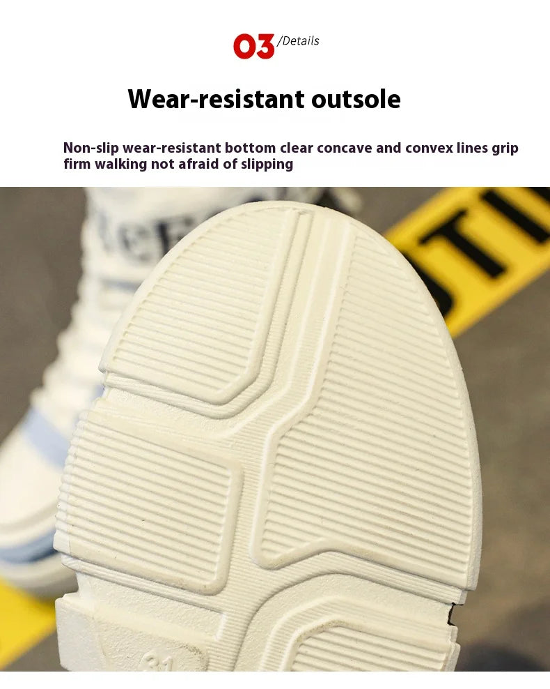 Boys' high-top sneakers Autumn/Winter new style children's sports shoes Buckle student soft-soled fleece casual shoes