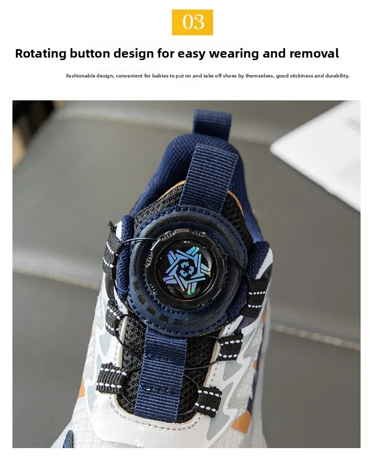 Boys Running Shoes with Rotating Buttons Breathable Comfortable Dad Sneakers Kids Sports Shoes for Autumn Season New Arrival