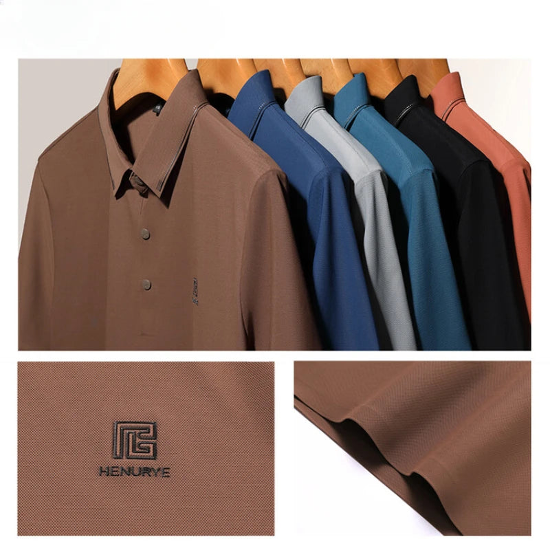 Gray Men's Cool Golf, Business Casual Polo Shirt，2024 Summer New Seamless T-shirt, Fashion Popular Lapel Short Sleeve