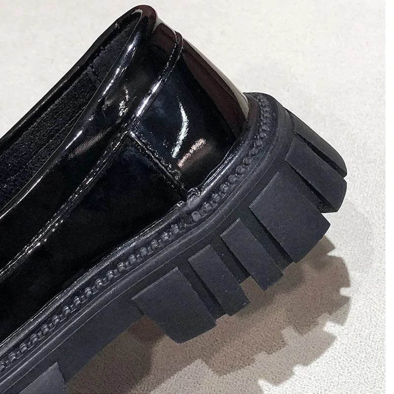 Girls Leather Shoes For School Party Wedding Kids Black Loafers Slip-On Children Flats British Style Elegant Princess Shoes