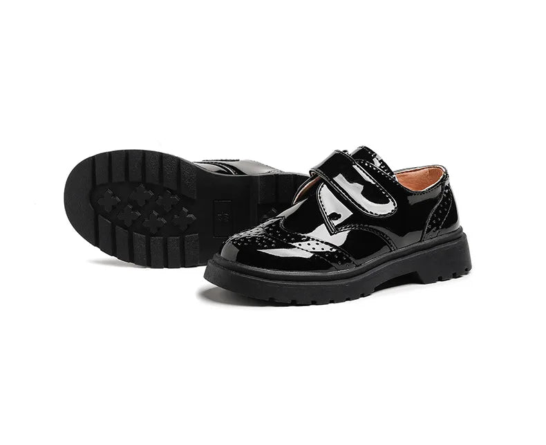 Boys Formal Shoes Girls Leather Shoes Black for School Party Wedding Lace-up Kids Oxfords Classic Fashion Soft 26-36 Breathable